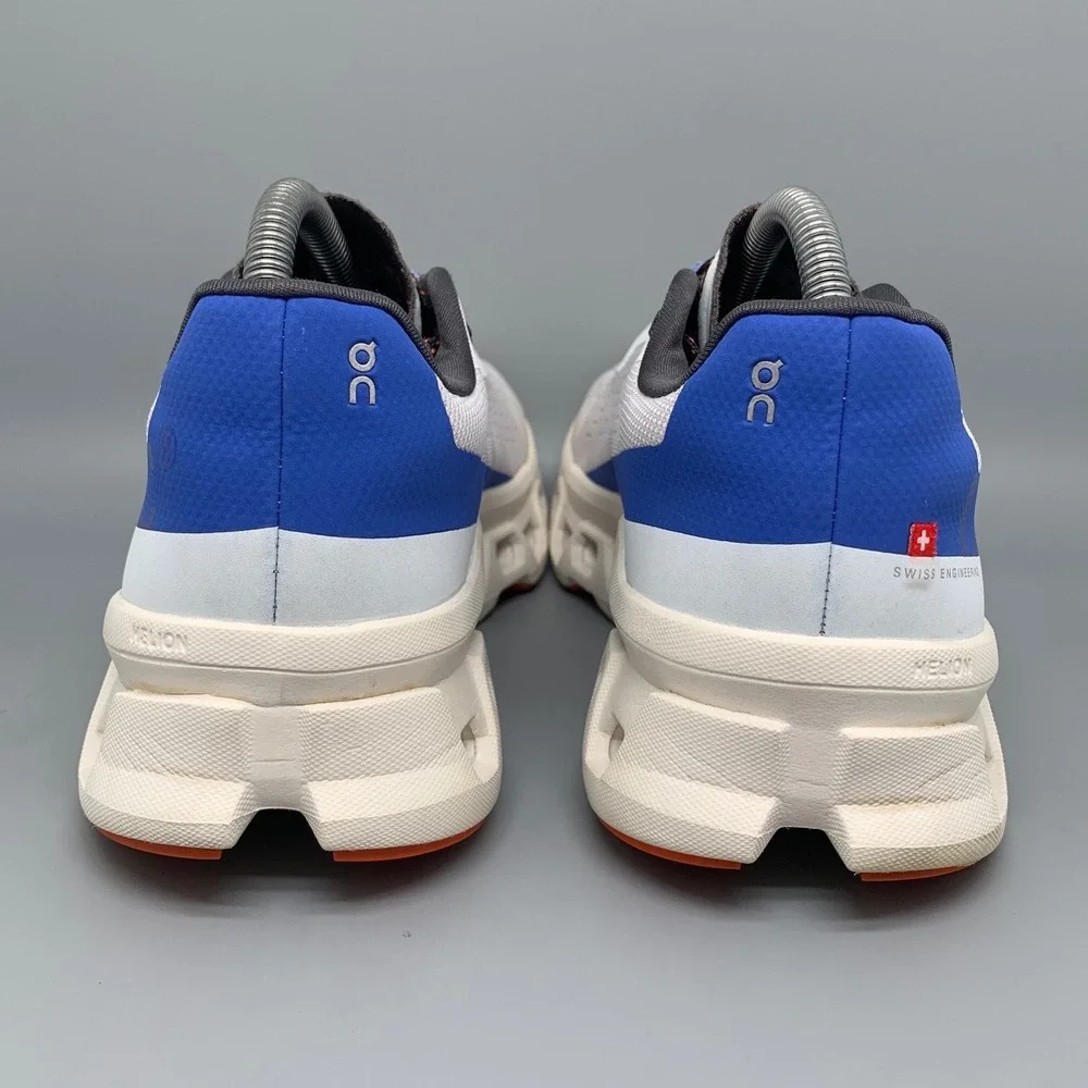 On Cloudmonster White Blue Running Shoes Women's Sz 9.5